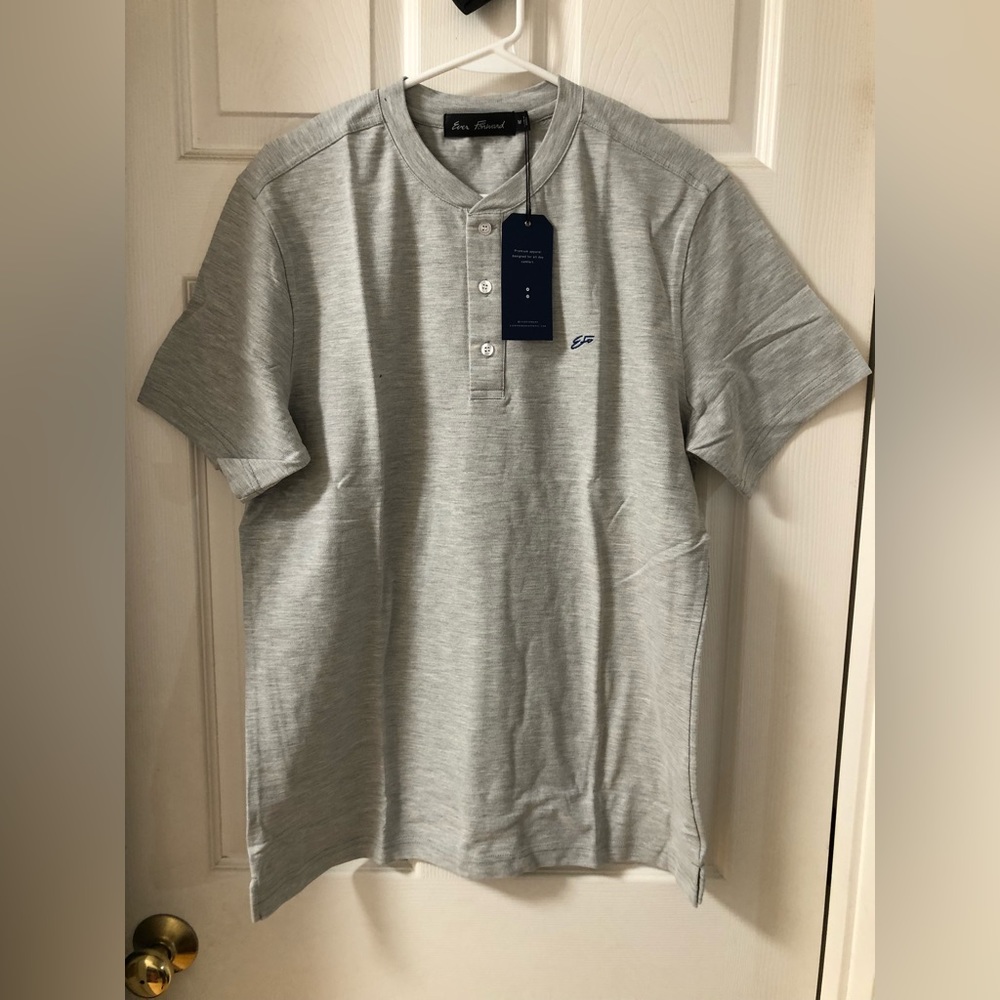 New Ever Forward Grey Polo Henley Size Medium